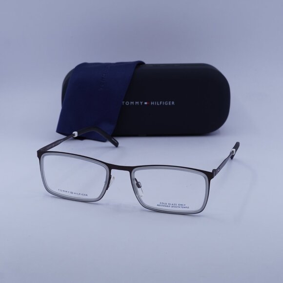 Tommy Hilfiger TH 1844 04VF 00 Rectangle Eyeglasses – Grey/Brown 55mm - Picture 3 of 12